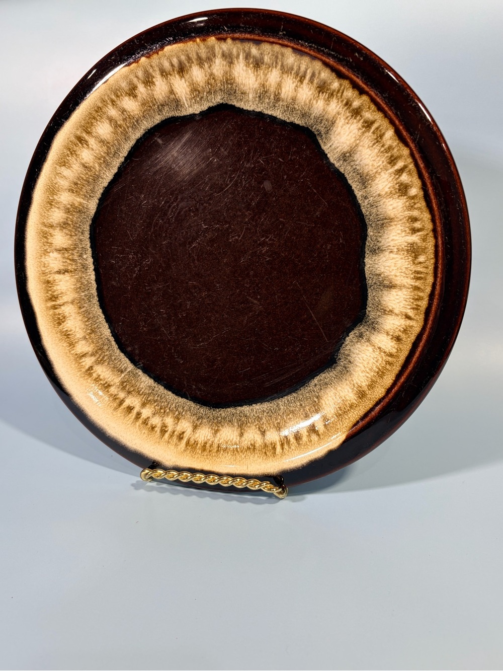 Pfaltzgraff Ceramic Decorative Plate in Deep Brown with Cream Ring